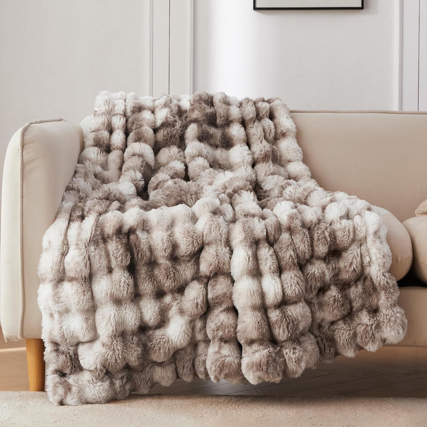 COOVA Faux Fur Throw Blanket for Couch