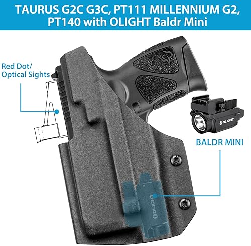 Miniatura 2 de Taurus G2C G3C con Olight Baldr Mini - Corte óptico- Funda de transporte oculta en la cintura interior para G2C, G3C, PT111 G2, PT140, ajuste
