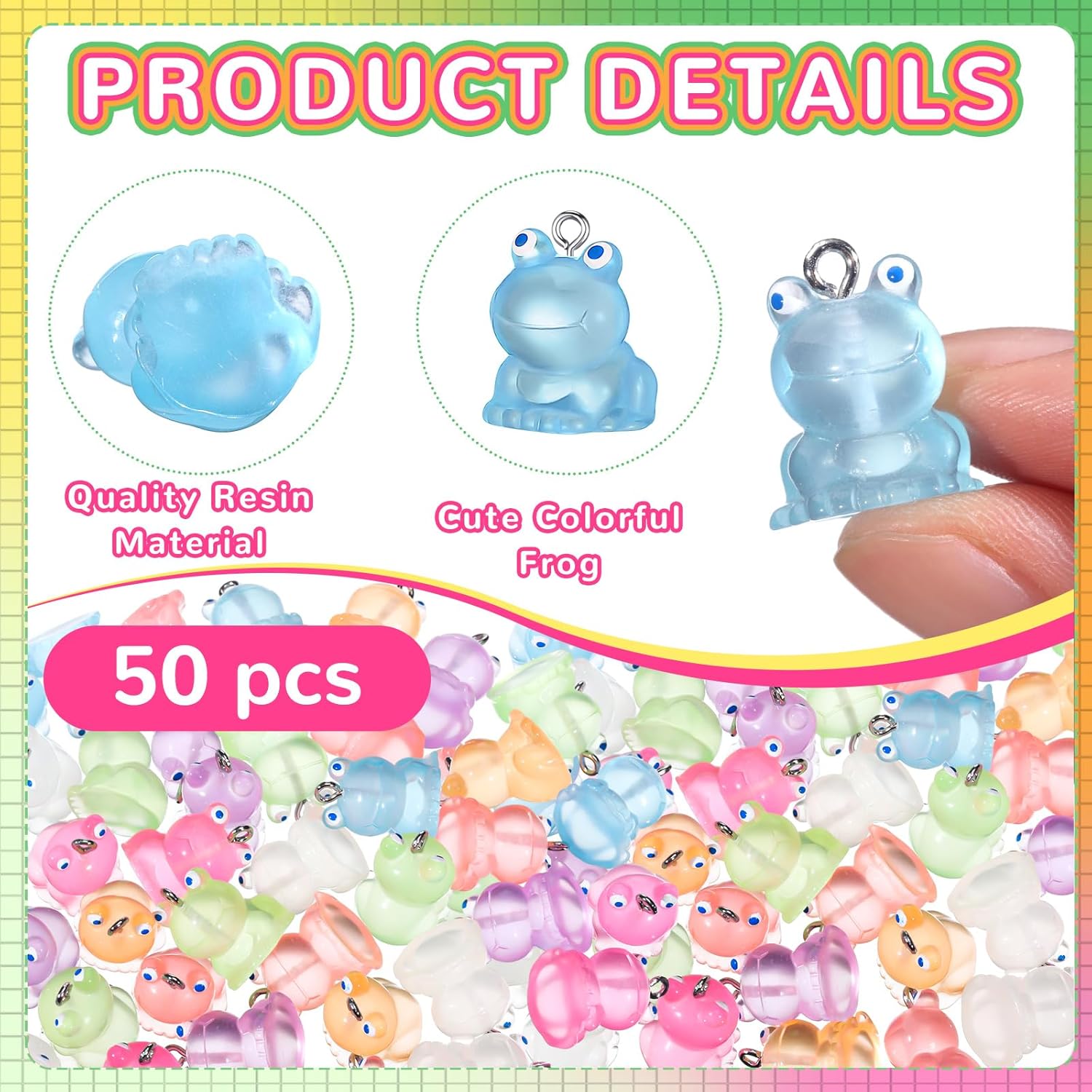 50 Pcs Luminous Frog Charms for Jewelry Making Bulk Cute Animal Pendants Glow in the Dark Green Frog Keychain Charms Small Jewelry Making Charm for DIY Handmade Necklace Bracelet Earring Craft - Image 4