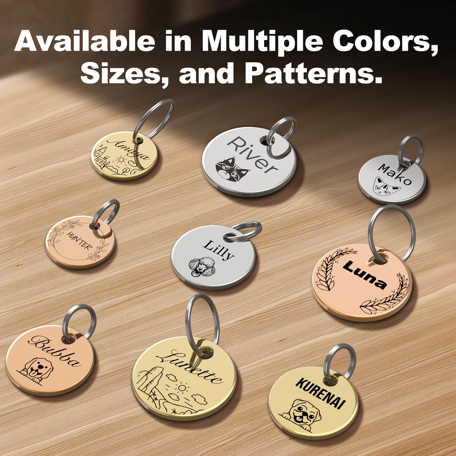 Médaille d'identification double face personnalisée avec gravure laser - plaque ronde en acier inoxydable poli pour chien et chat