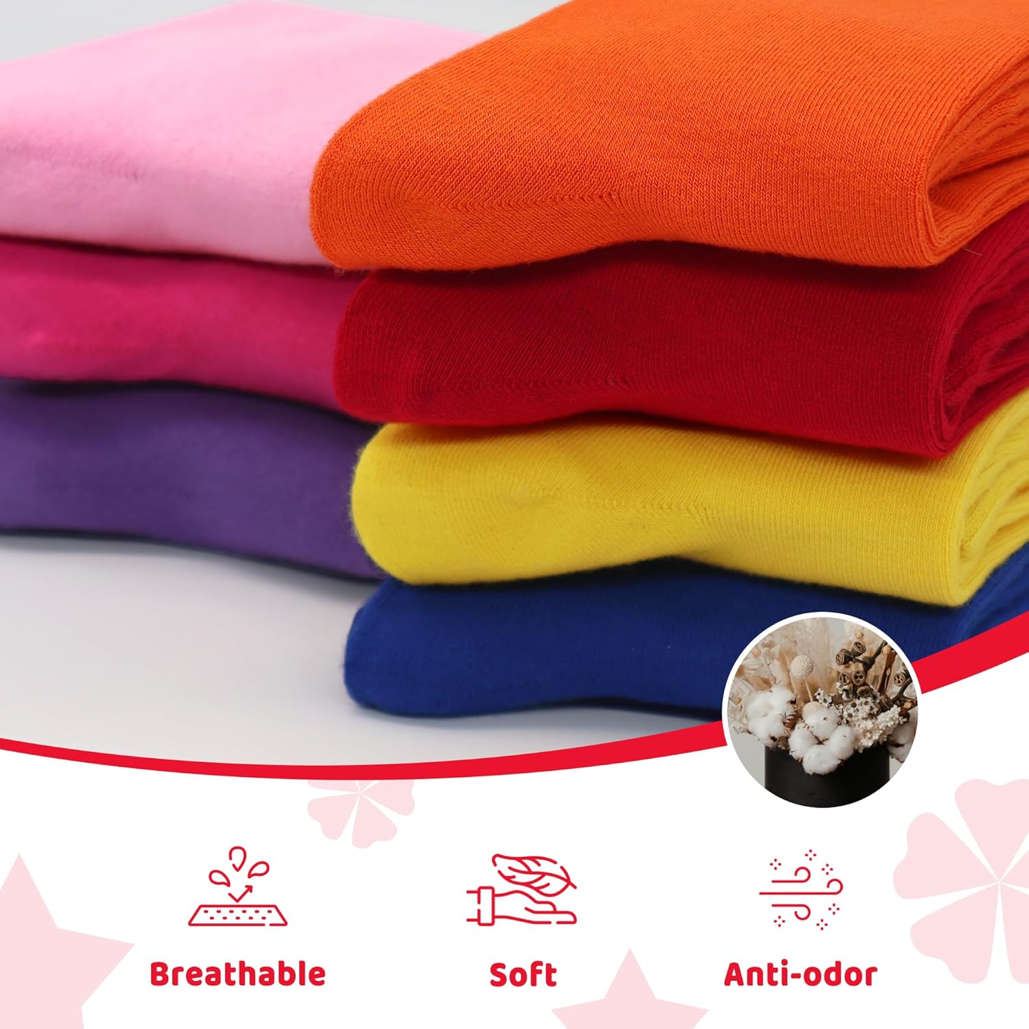 4-Pack Combed Cotton Viscose Kids Casual Socks Cool Crew Fashion Neon & Solid Colors Dress Socks Elastic Fit for Girls Boys - Image 2