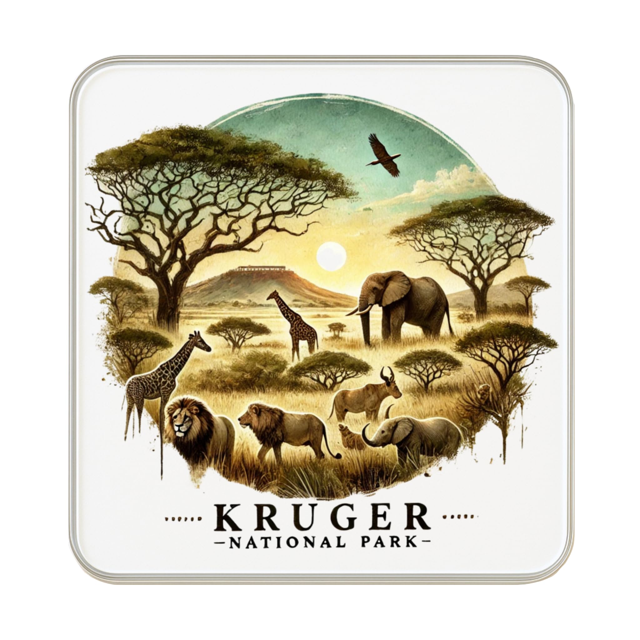 Aimant de réfrigérateur Kruger : souvenir authentique du parc national d'Afrique du Sud