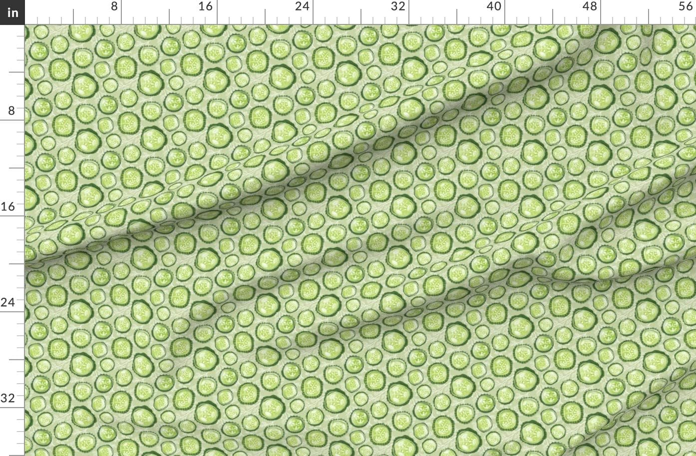 Spoonflower Fabric - Pickles Sage Medium Garden Green Pickle Food Printed on Organic Cotton Sateen Fabric by The Yard - Sewing Quilting Apparel Home Decor