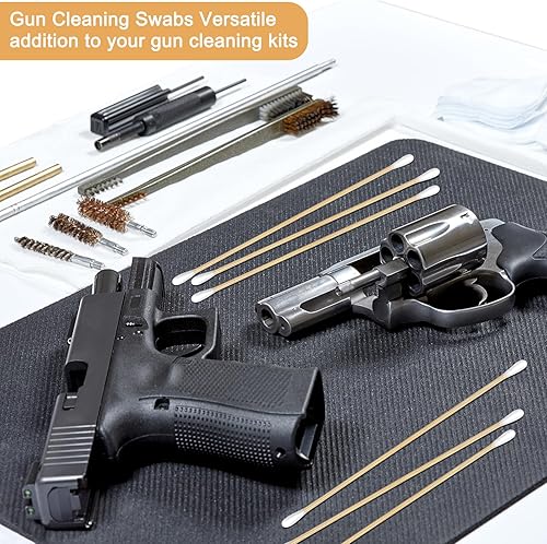 Miniatura 5 de Hisopos de limpieza de armas, puntas dobles, palitos de bambú de 6 pulgadas para limpieza y mantenimiento de pistolas, rifles y pistolas