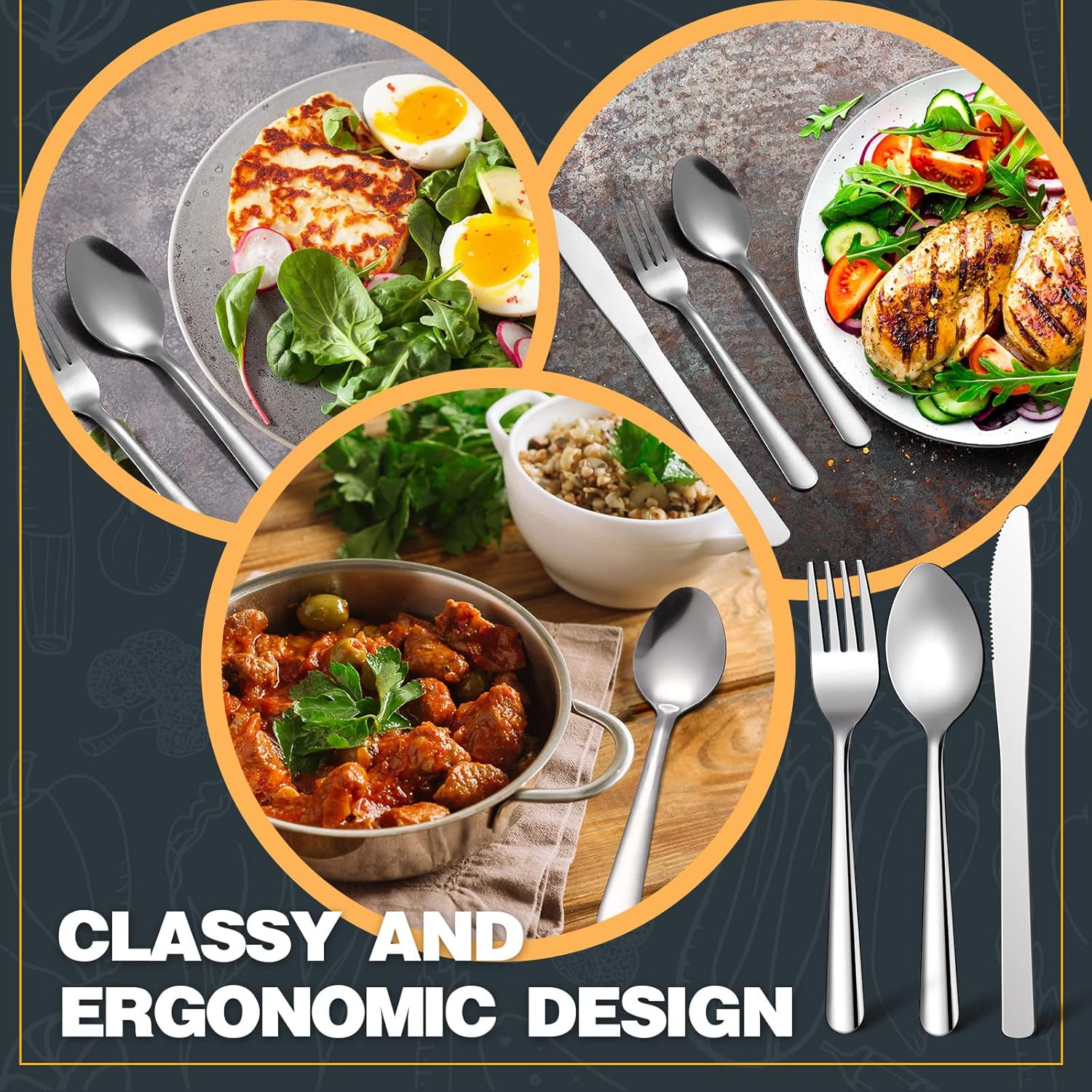 BBTO 100 Pcs Silverware Set for 33 Stainless Steel Flatware kit Mirror Polished Kitchen Utensils Cutlery Set with Square Edge Include 33 Spoon and Knife 34 Fork Tableware for Home, Dishwasher Safe