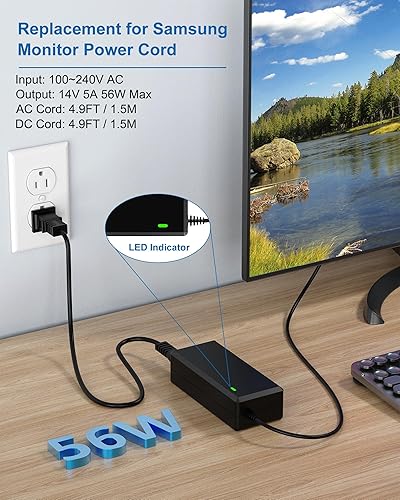 Miniatura 3 de Cable de alimentación para monitor Samsung DC 14V 4A para Samsung SyncMaster 32" 27" 24" 22" 23" 20" 19" 18" 17" 15" Pantalla LED LCD TFT Monitor TV