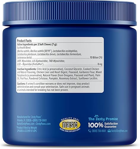 Miniatura 8 de Zesty Paws Probiotics for Dogs - Digestive Enzymes for Gut Flora, Digestive Health, Diarrhea & Bowel Support - Clinically Studied DE111 - Dog