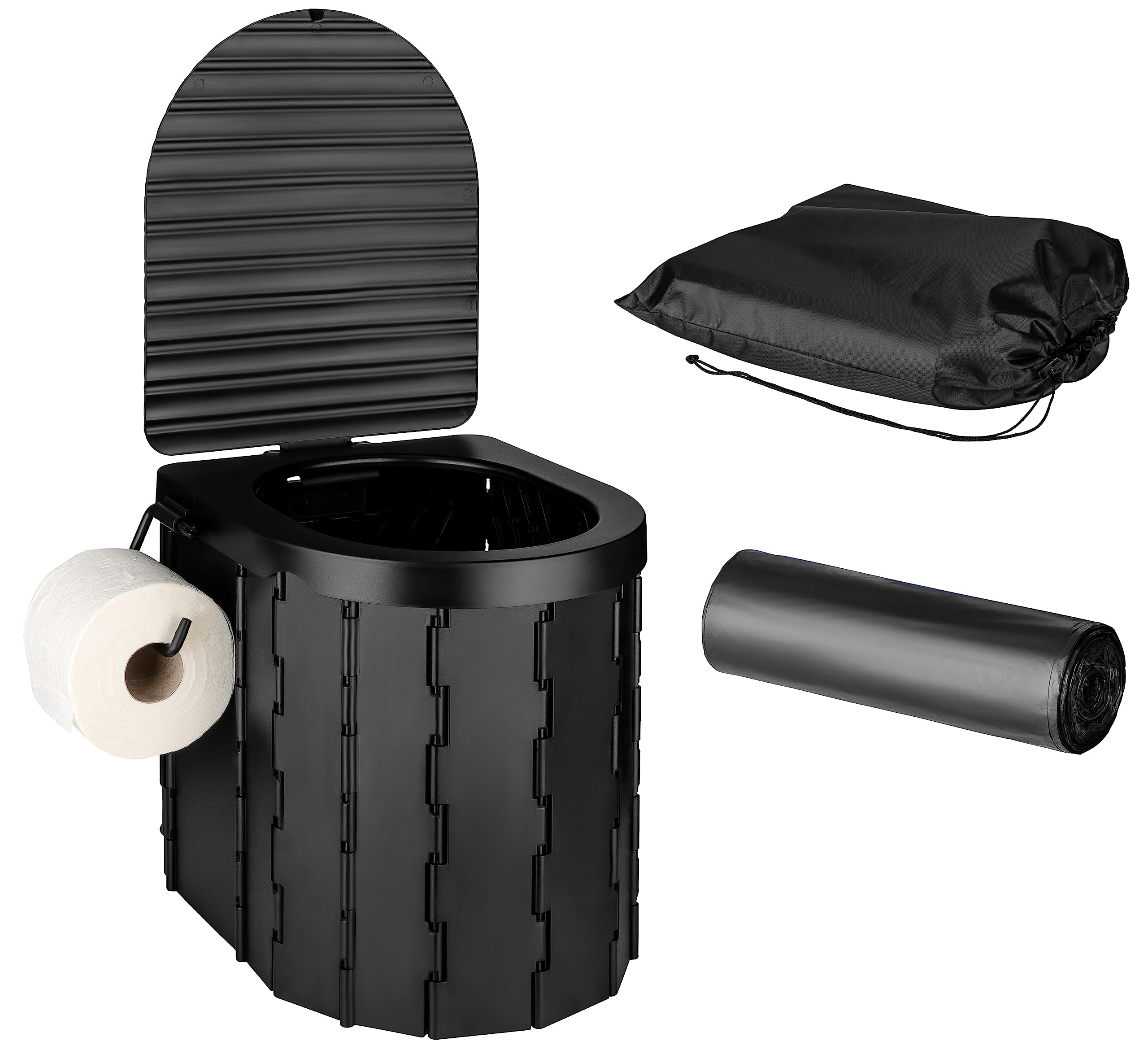 AUTOLIGHT 24 Toilettes de camping pliables avec couvercle - 25 l - Charge maximale : 150 kg - Toilettes portables pour camping, caravane, camping-car - Avec 12 sacs poubelles, sac en tissu et