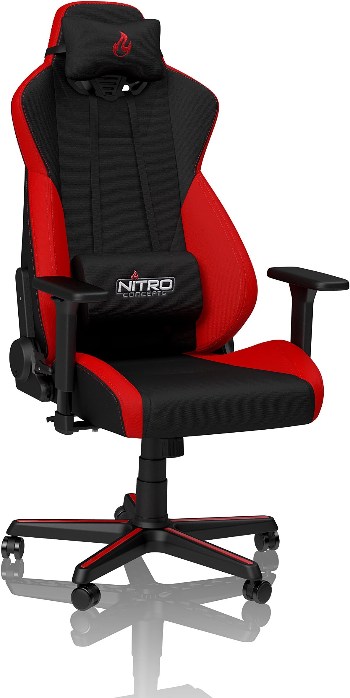NITRO CONCEPTS S300 Gaming Chair - Ergonomic Office Chair Desk Chair Executive Chair Office Chair PC Chair Gaming Chair Fabric Cover Load Capacity 135 kg - Inferno Red