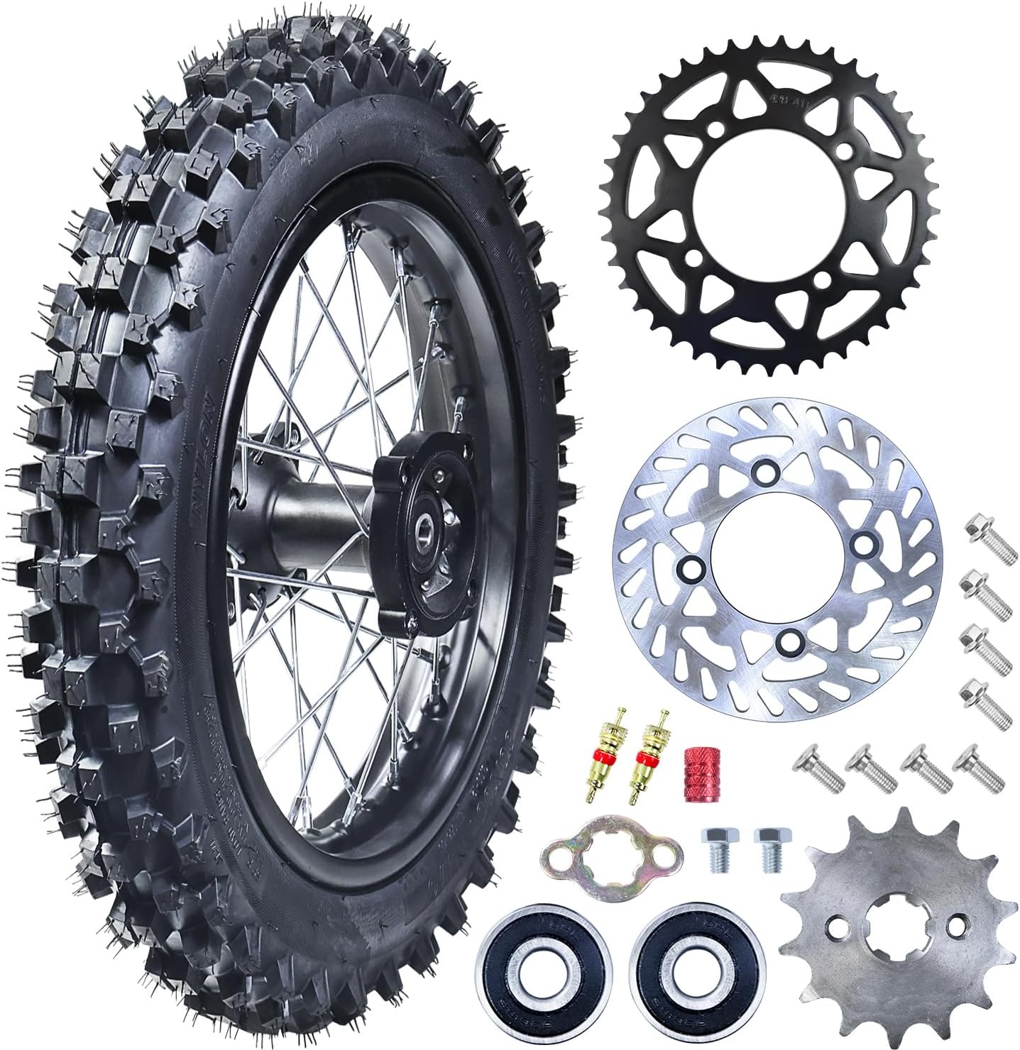 90/100-16 Rear Wheel Tire Rim With 15mm Bearing And 428-41T Sprocket + 190mm Disc Brake For 110cc 125cc 140cc 150cc 160cc 200cc Taotao Apollo Pit Dirt Bike