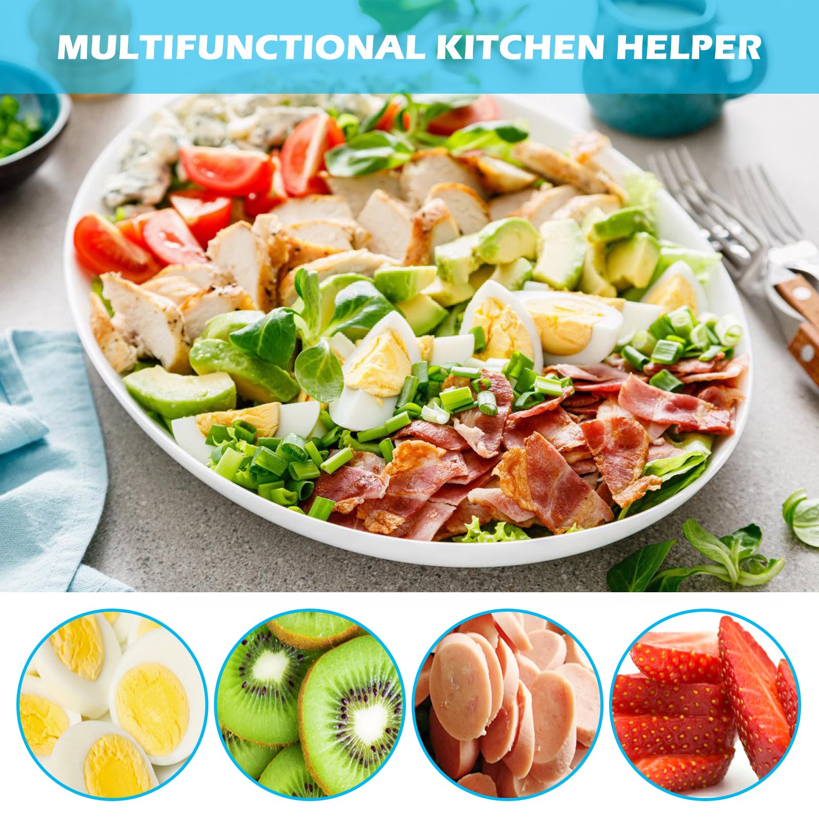 3 En 1 Coupe-Oeuf Trancheuse Multifonction - Pour Oeufs Durs, Fraises, Kiwis Et Légumes