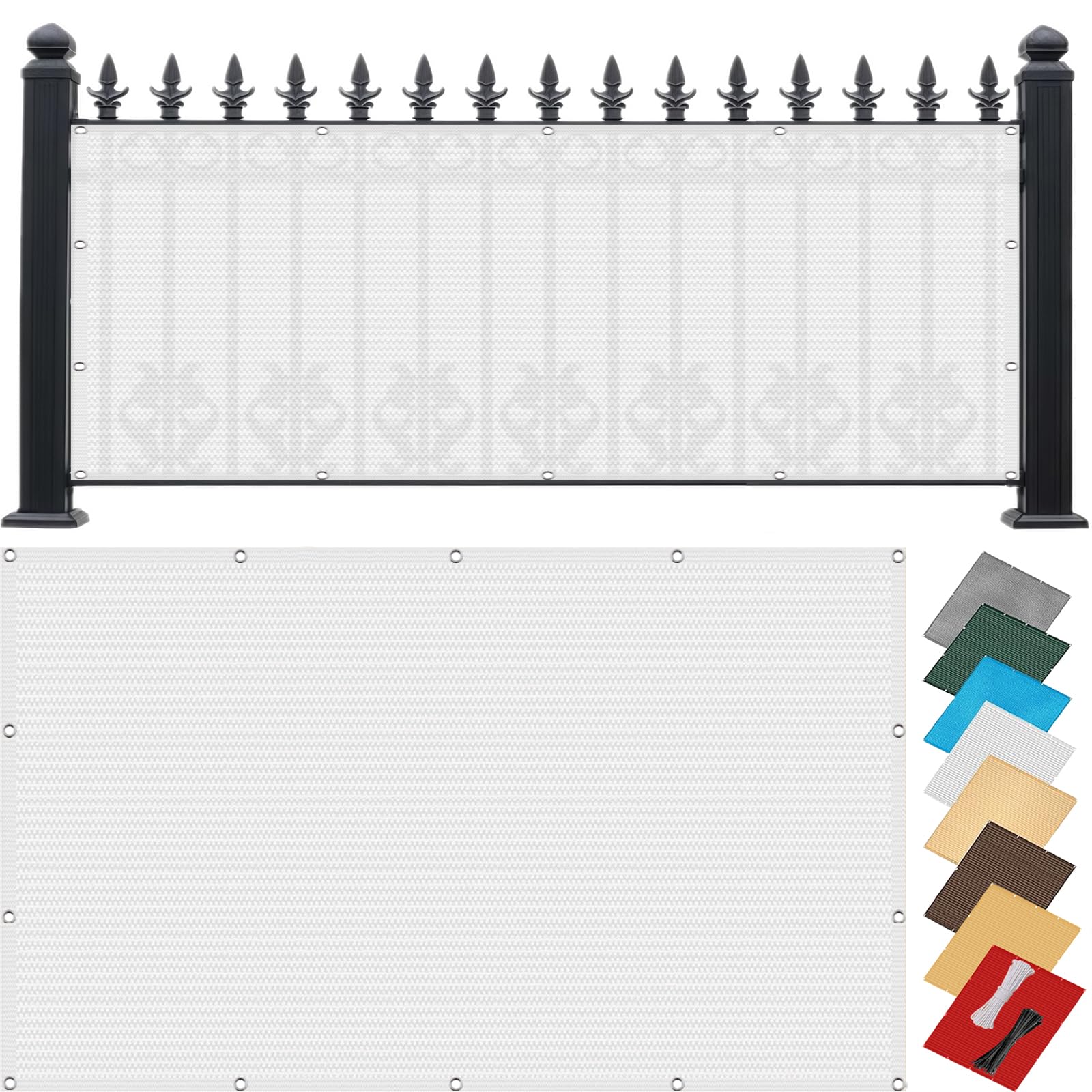 Zasłona Balkonowa 50 x 100 cm Z HDPE 220G M², Ochrona Przed Promieniowaniem Uv, Odporna Na Rozdarcia, Osłony Ogrodowe, Ogrodzenie Tarasowe, Biały