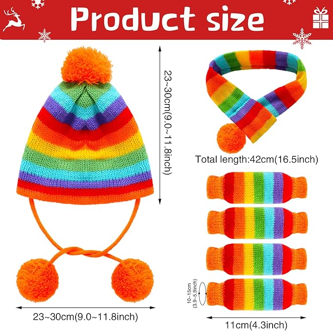 Saintrygo 12 Pcs Set de Invierno para Perro: Gorro, Bufanda y Polainas miniatura 2