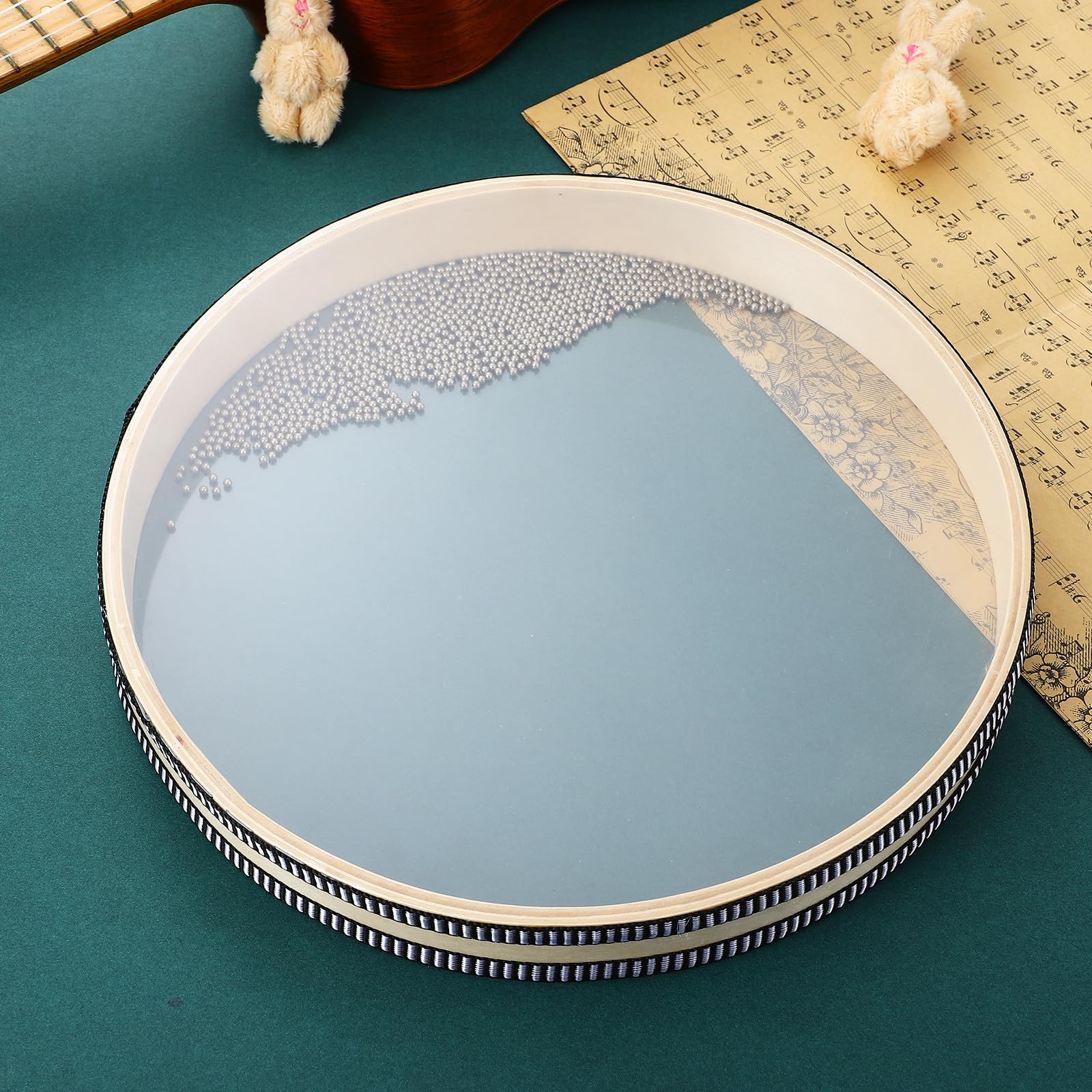 Tamburi Oceanici Trasparenti 2 Pezzi 8 12 con Suono Autentico delle Onde Tamburo a Onda in Legno e Plastica Resistente per Meditazione Educazione Musicale e Rilassamento