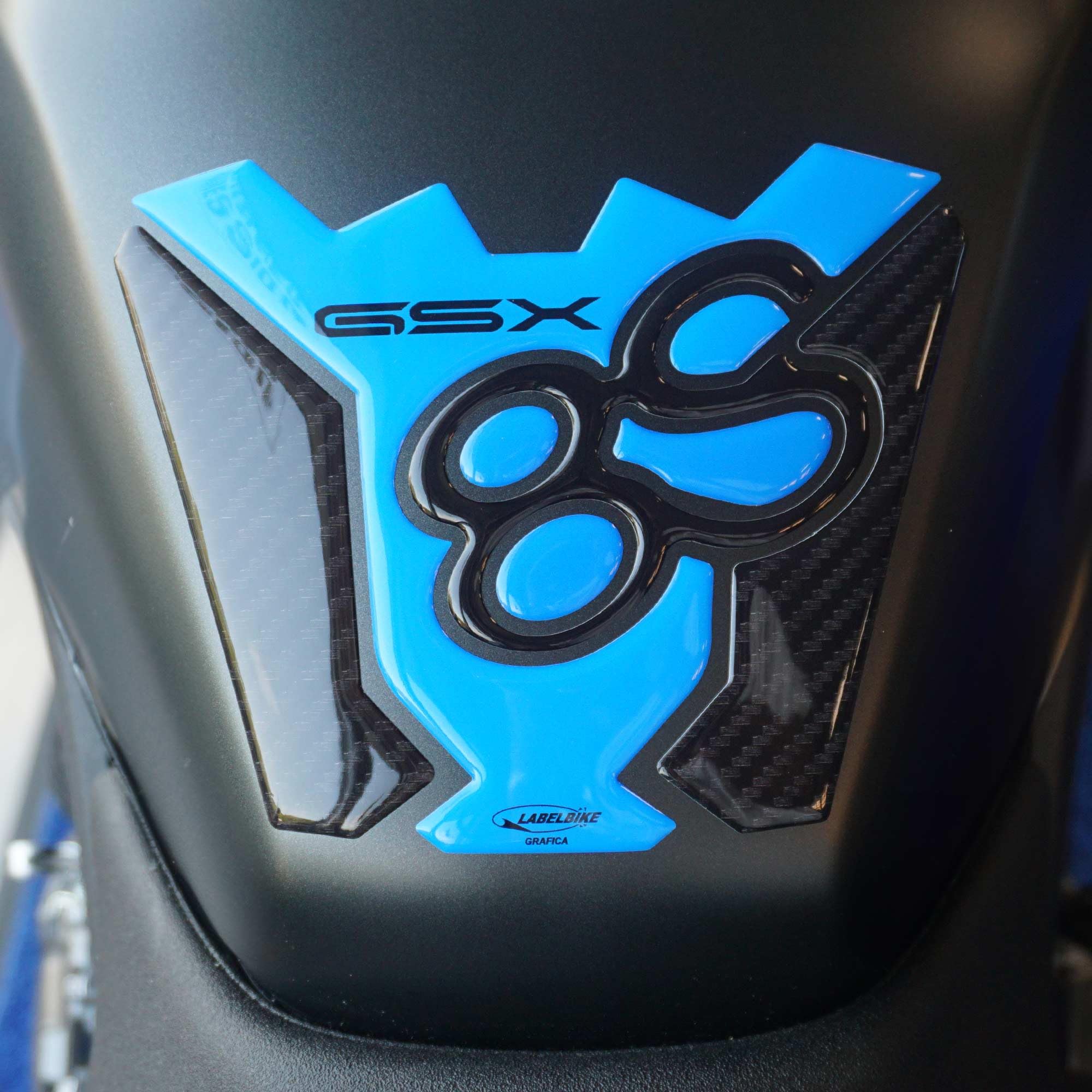 labelbike - 3D Gel Sticker for Motorcycle Tank Pad Protection Compatible with Suzuki GSX-8S - Light Blue