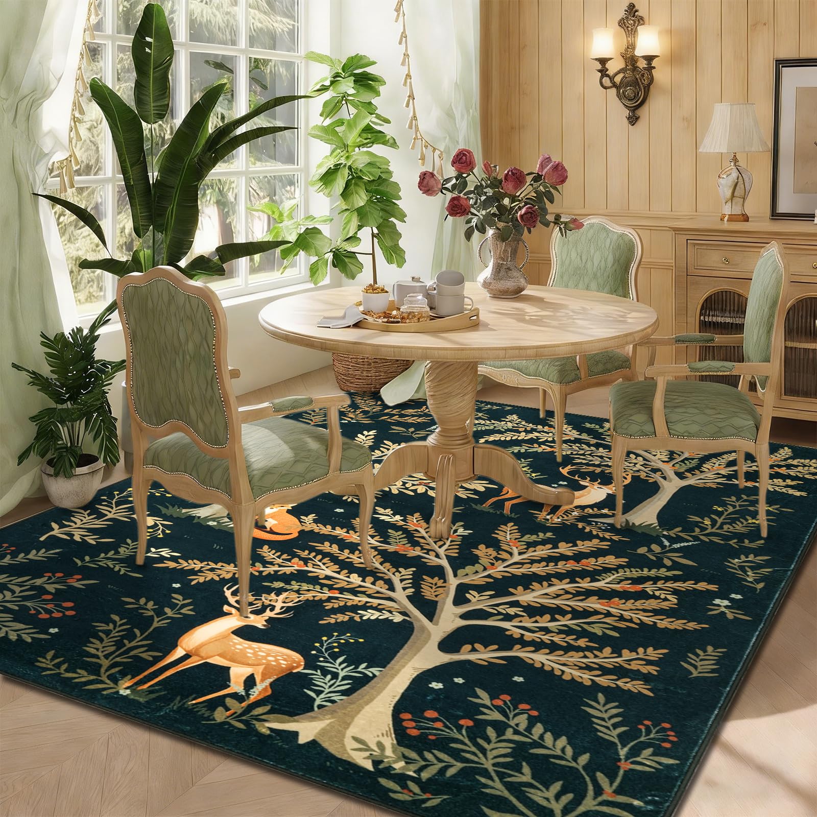 MOSISO Tapis Lavable 121 x 182 cm pour Salon,Vert