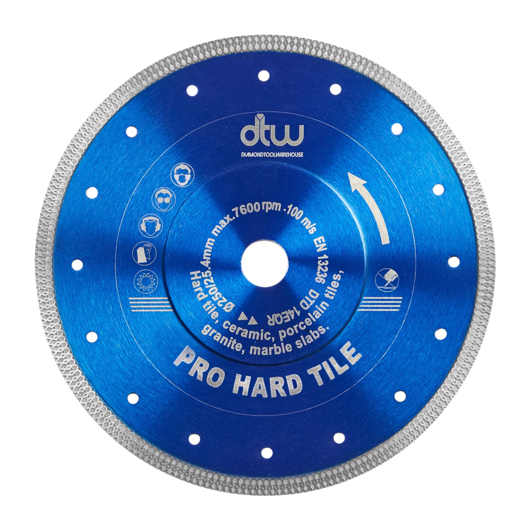 Lame diamantée DTW Pro 250 mm pour découpe haute précision de carrelages durs