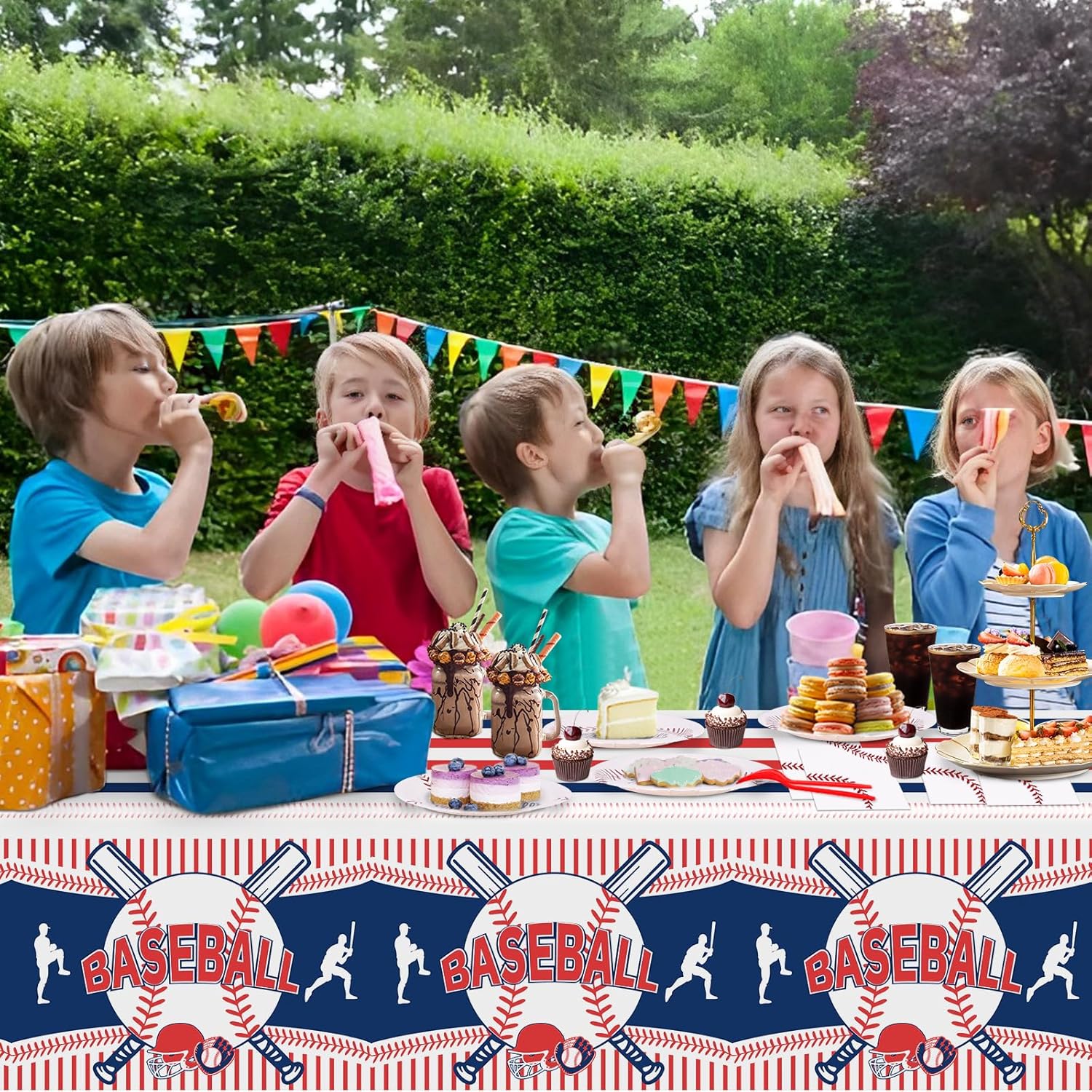 Baseball Party Decorations, Baseball Birthday Decorations Supplies Include Baseball Tablecloth Paper, Plates, Napkins, Forks, Baseball Party Supplies Dinnerware for Serve 24 Guests Kids Party Favors - Image 7