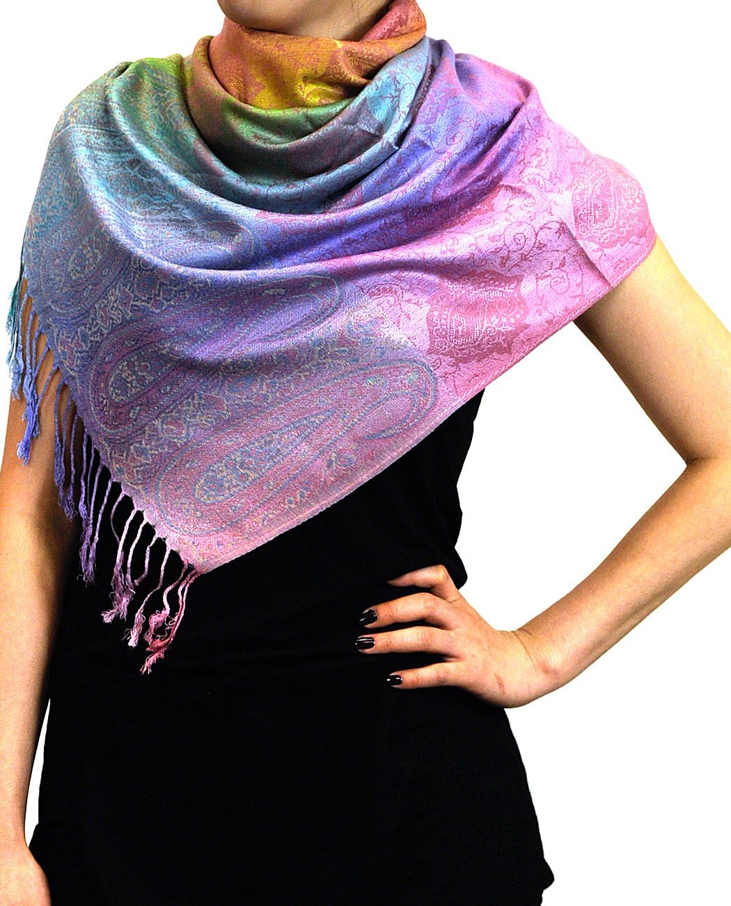 NYFASHION101 Elegant Colorful Paisley Soft Pashmina Scarf Shawl Wrap NBH1401Y image 2