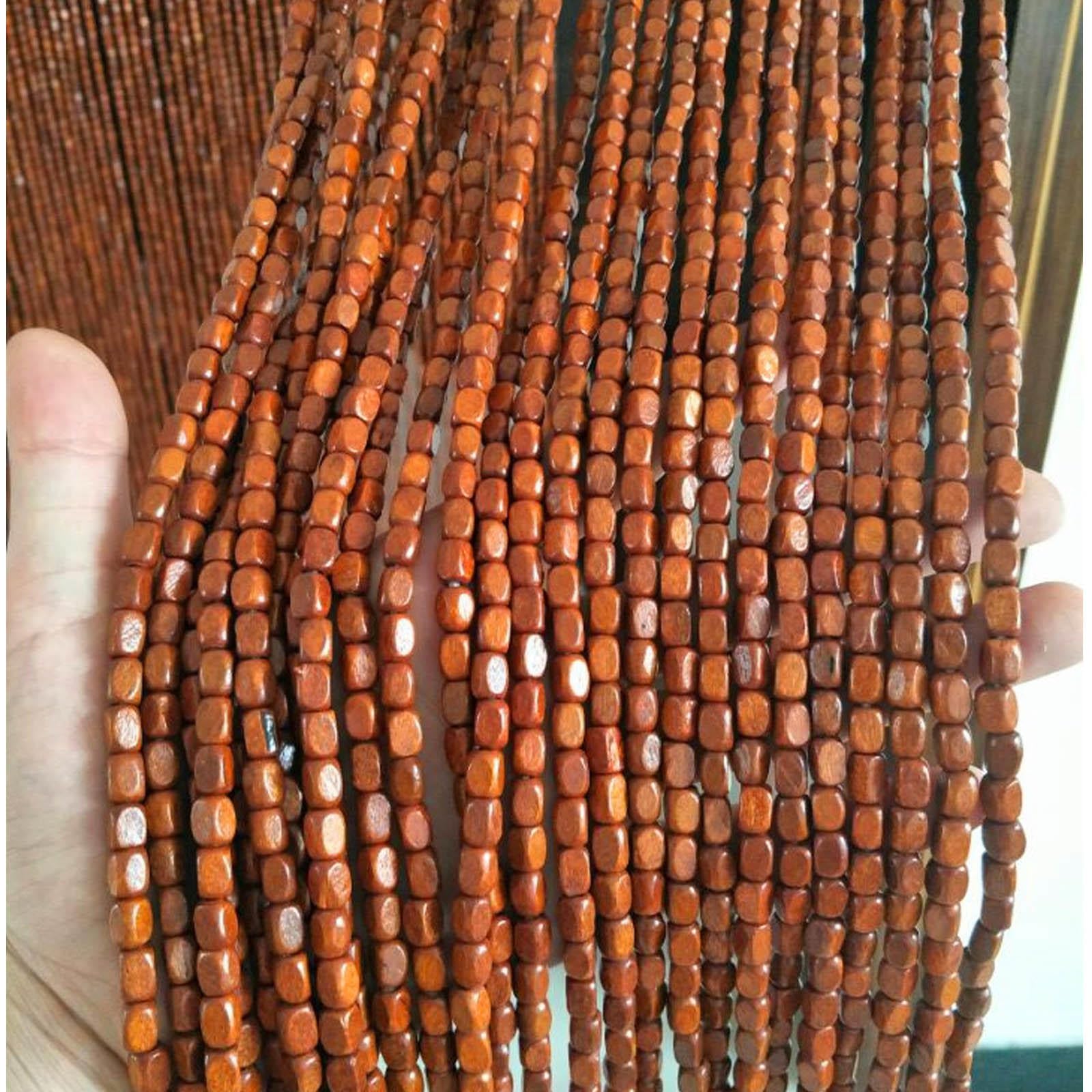 Cuentas de madera de bambú natural para colgar en la pared, 130 x 190 cm, 130 hebras