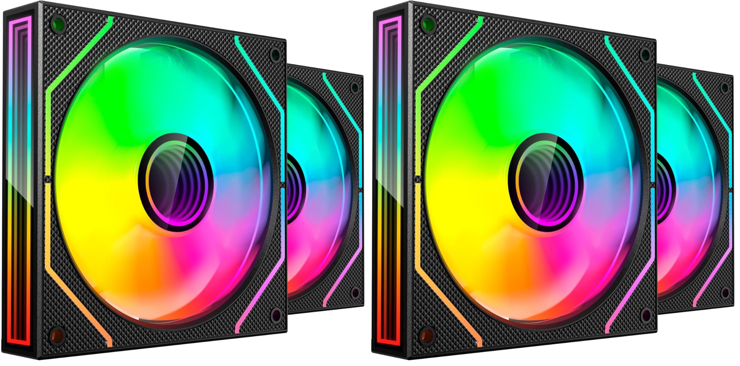 MARS GAMING MF-3DPROX2, Kit 2x PWM Fans 120mm, ARGB Triple Infinity Mirror 360° Lighting, PWM Control System, FDB Bearings, PC Fans with Full ARGB Compatibility, Black