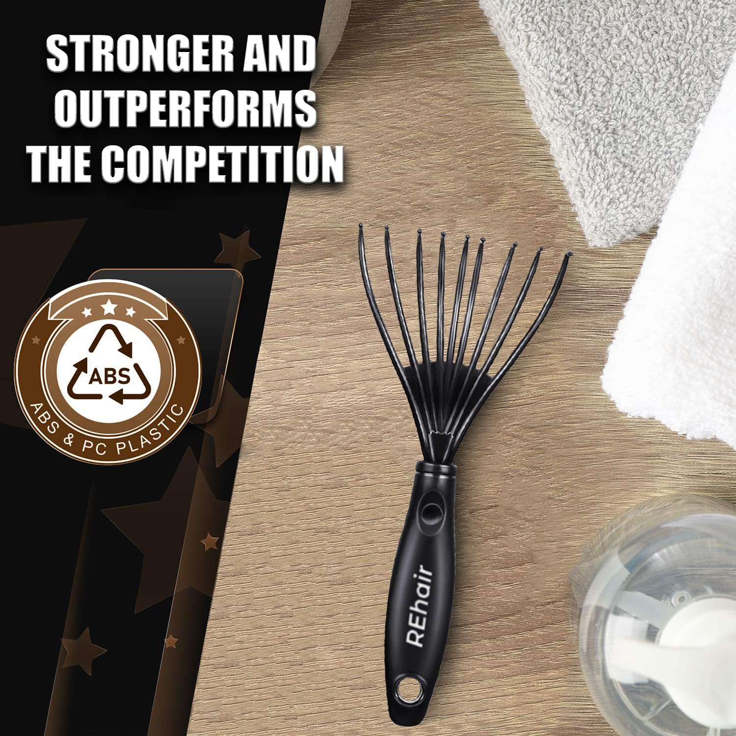 REhair Hair Brush Cleaner Tool - Remove Hair and Residue from Hair Brush with Ease (Black) 1