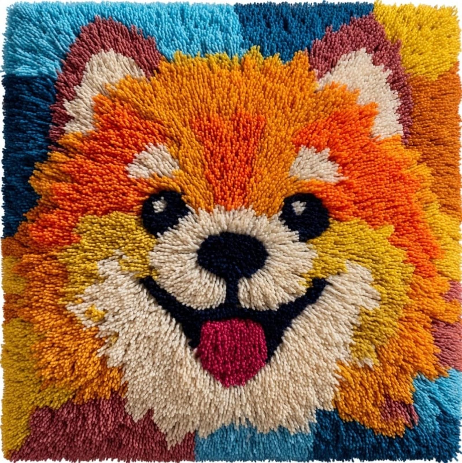 WallustrioaW Latch Hook Pillow Kits Pillow Cover,Pomeranian Dogs