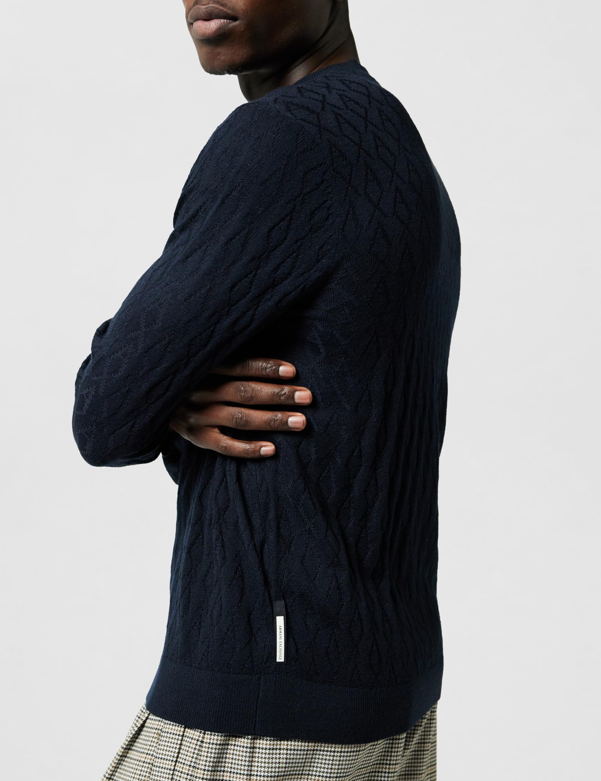 Armani Exchange Essential, Long Sleeve Monogram Logo Texture Maglione Uomo