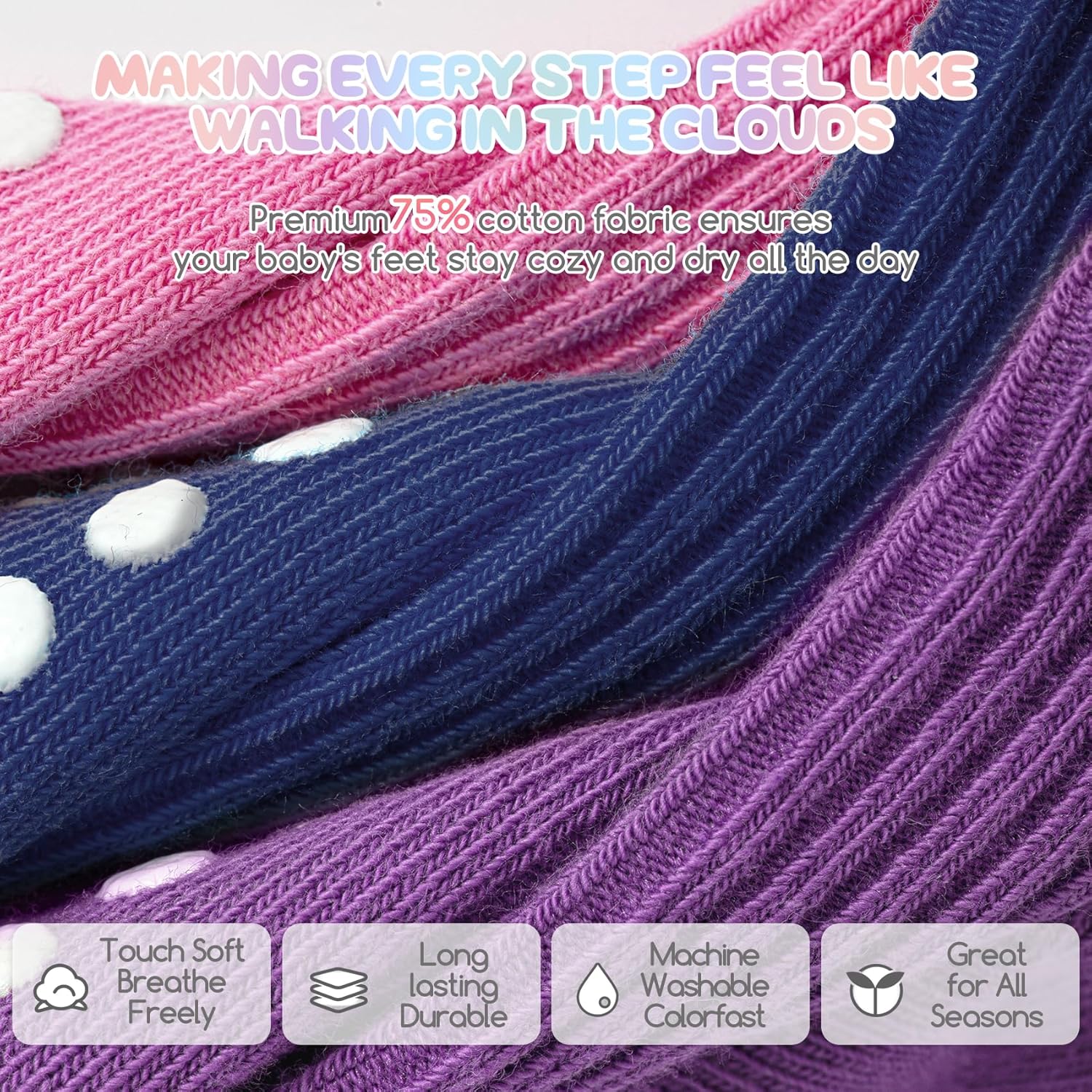 Baby Toddler Socks Grip Non Slip Boys Girls Cotton 12 Pack for Kids Ankle Cute Socks 6M-7Years - Image 4