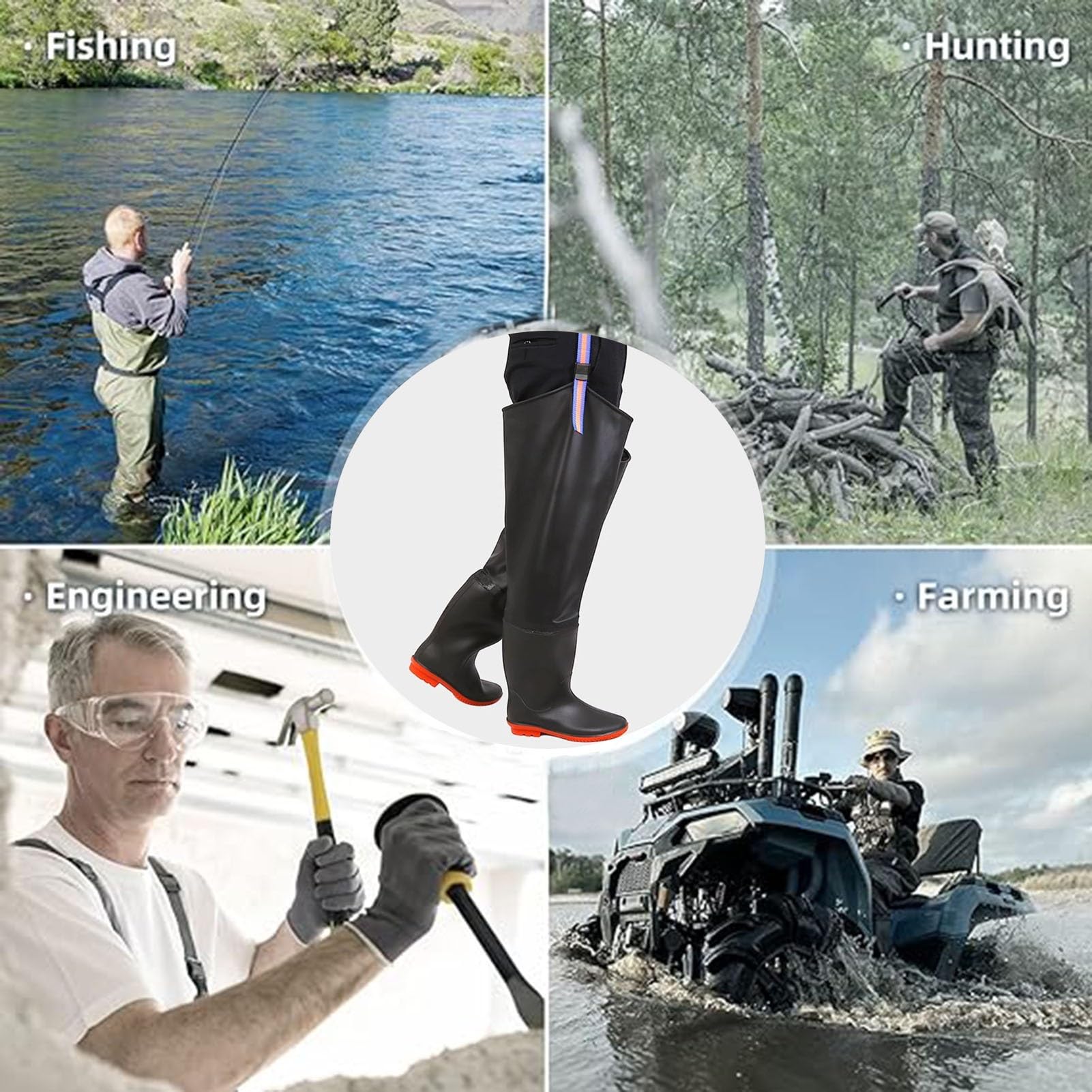 Stivali da Pesca Stivali da Pesca Isolati/Stivali da Pesca per Uomo E Donna, Comodi Stivali da Pesca Impermeabili con Suola in Gomma Antiscivolo
