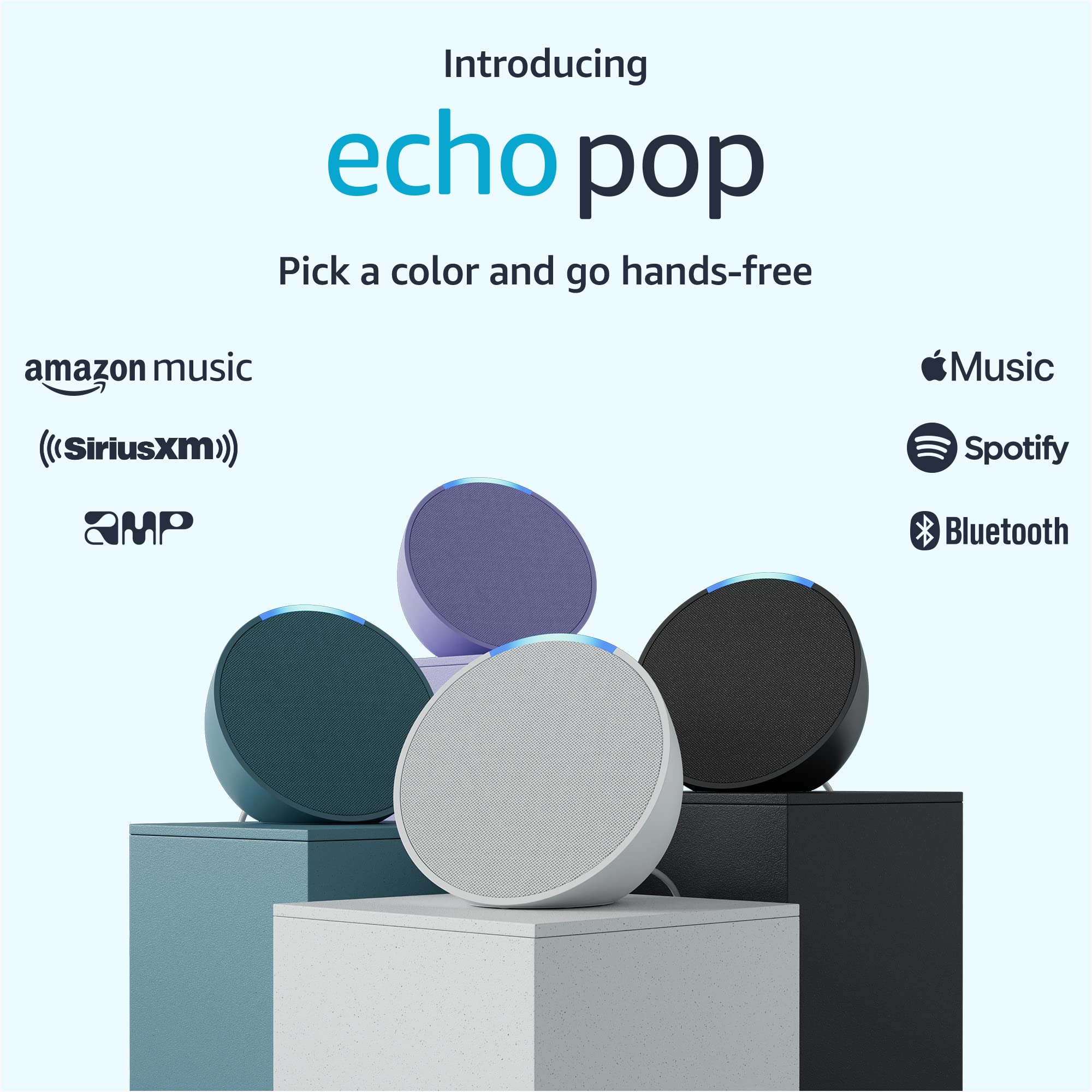 Amazon Echo Pop (newest model), Our smallest speaker, Designed for Alexa+, Fits in any room, Lavender Bloom: Glacier White Device only