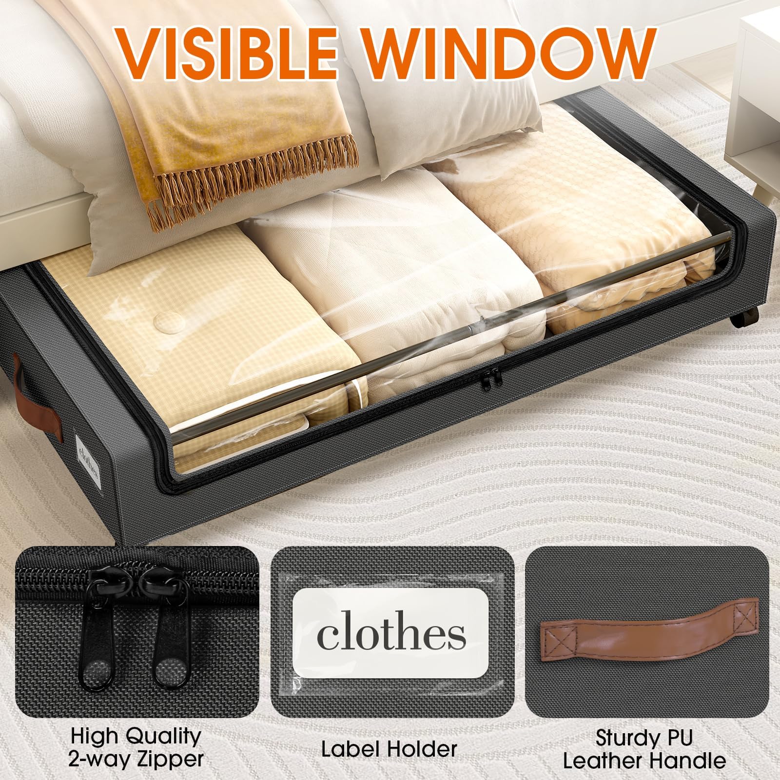 Best Under Bed Storage Drawers 2026: 5 Space-Savers 2 SpaceHacks Under Bed Storage with Wheels 2Pack Storage Containers with Clear Win — product photo
