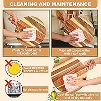 Vista 6 de Uiifan 3 tablas de cortar de madera de acacia con mango de madera para cortar charcutería, bandeja de servir en bloque de carnicero de varios