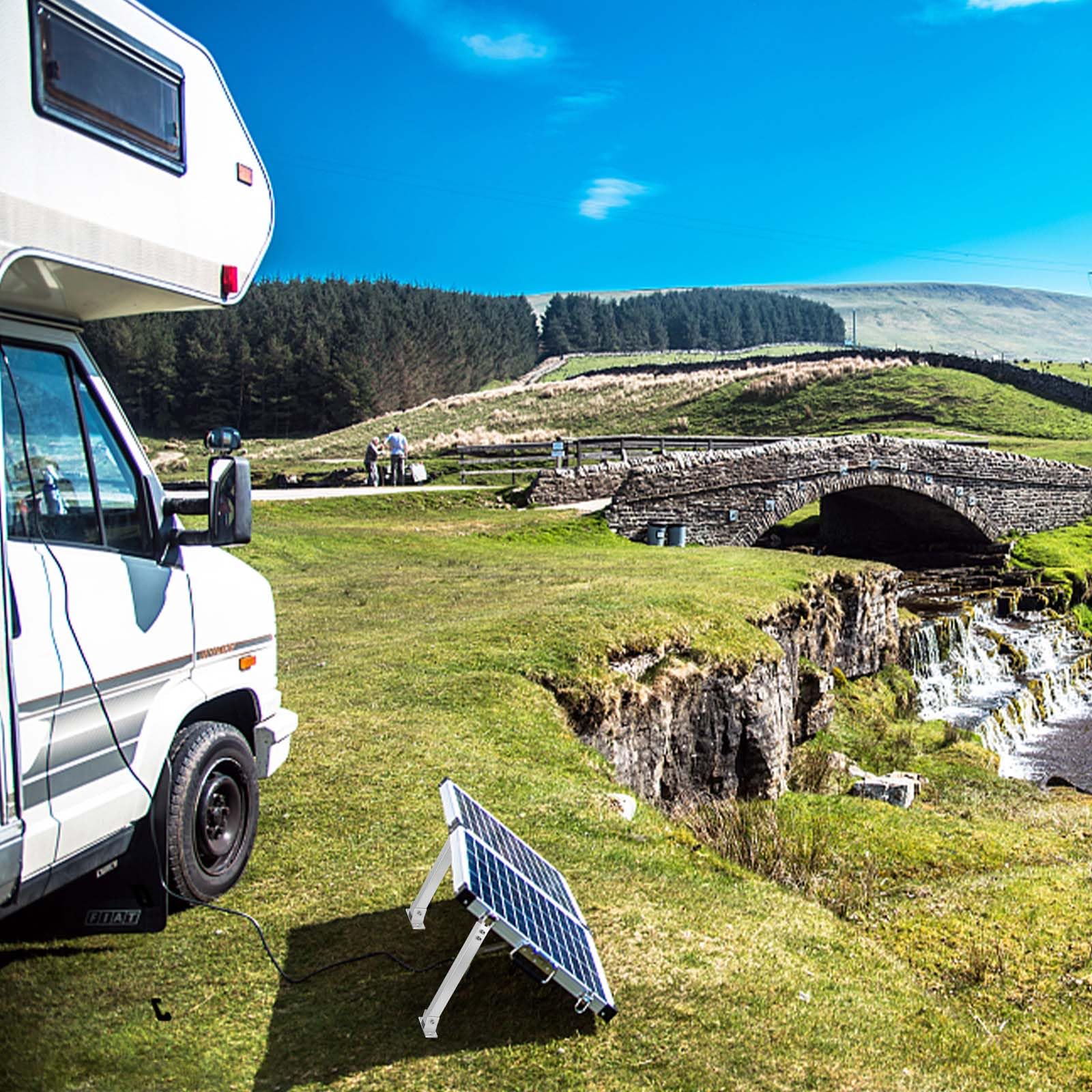 Royouzi Soporte para Panel Solar,1 Pares de Soporte para Panel Solar de Suelo de Aluminio con áNgulo Ajustable de 15°-30°, Adecuado para Barcos, Autocaravanas, Sistemas de Techo Fuera de La Red (2)