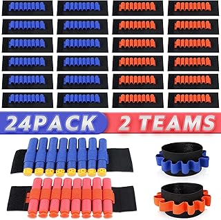 Dart Holders Fit for Nerf Gun Bullets, 24 Pcs Gun Party Supplies Toy Gun Accessories Ammo Wristband for Kids EVA Soft Bullets Wrist Belt Band Strap Compatible with Nerf N-Strike Blaster Gun (No Darts)