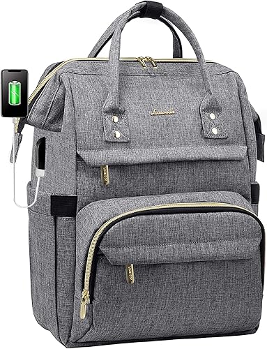 LOVEVOOK - Mochila para laptop de 17 pulgadas para mujer, mochila grande con puerto de carga USB, antirrobo, para estudios, trabajo y viajes, color