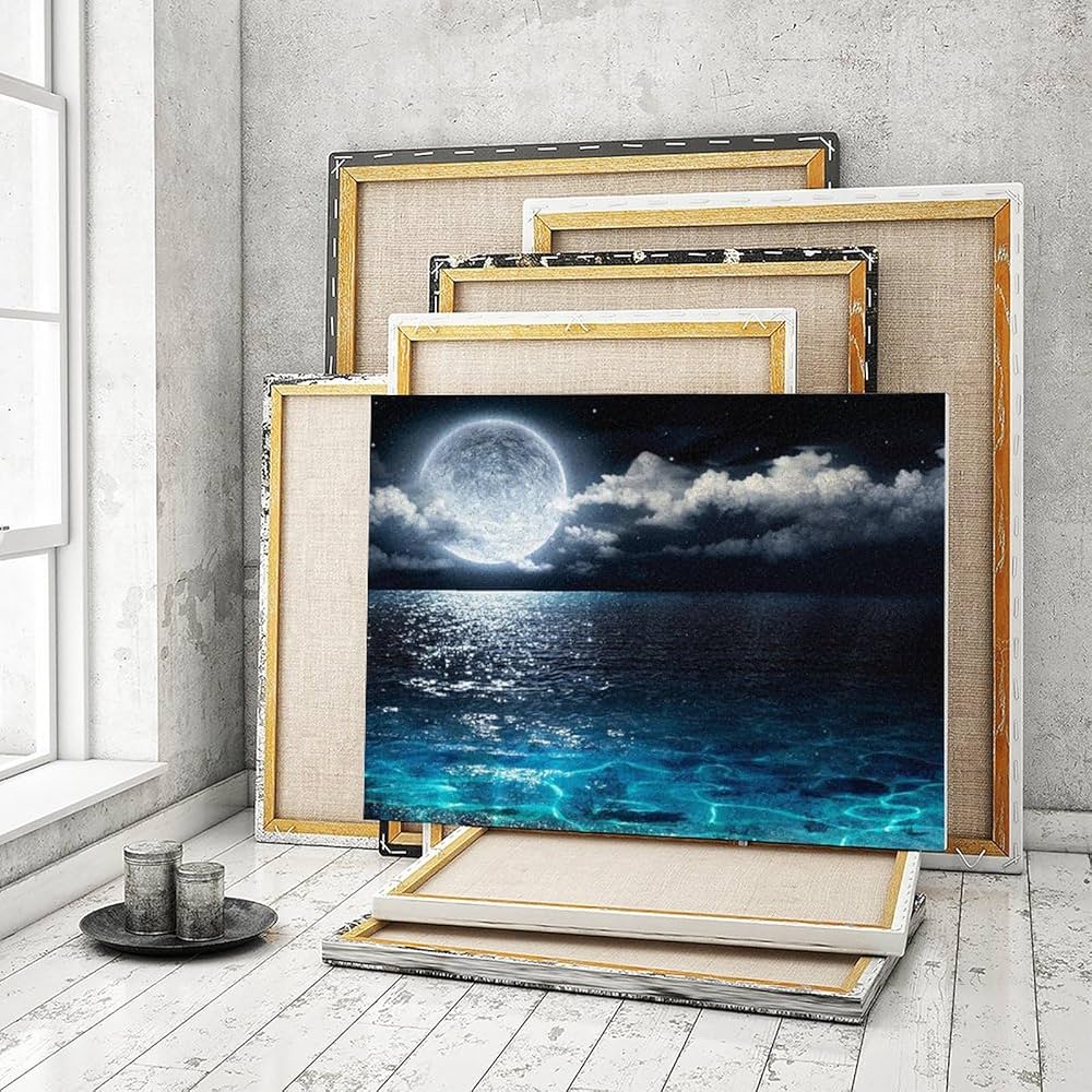 Amazon | 海の月 数字油絵 ロマンチックな月明かりの海のきらめき 数字