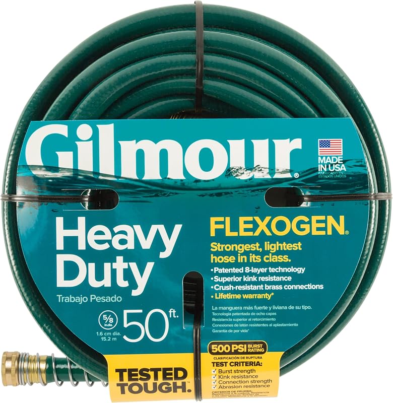 Flexogen 5/8" x 50' Heavy Duty Flexogen Water Hose, Flexible Garden Hose for Vegetable Gardens, Flower Beds, and Lawn Sprinklers