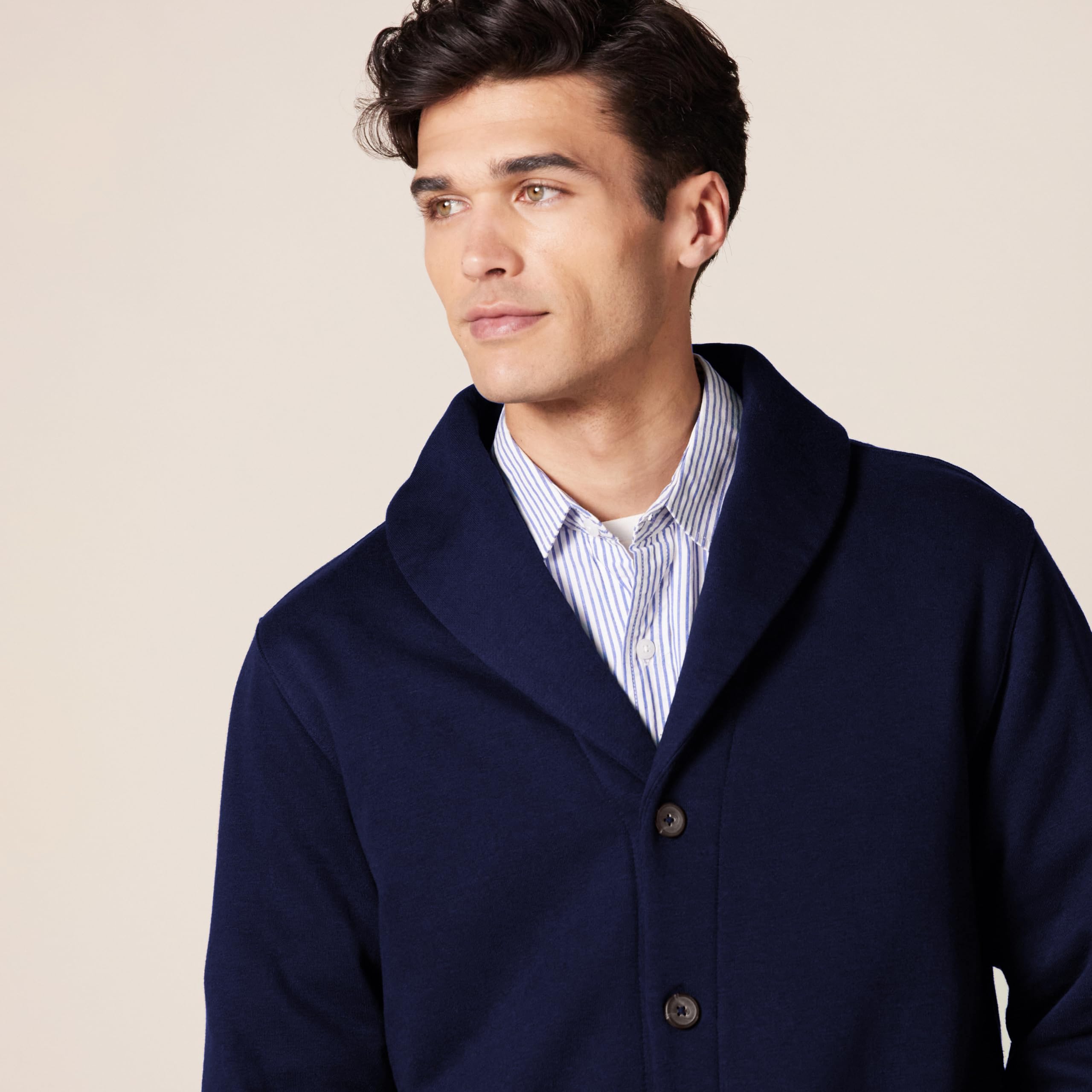 Amazon Essentials Homme Cardigan à Manches Longues et Col Châle, en Molleton