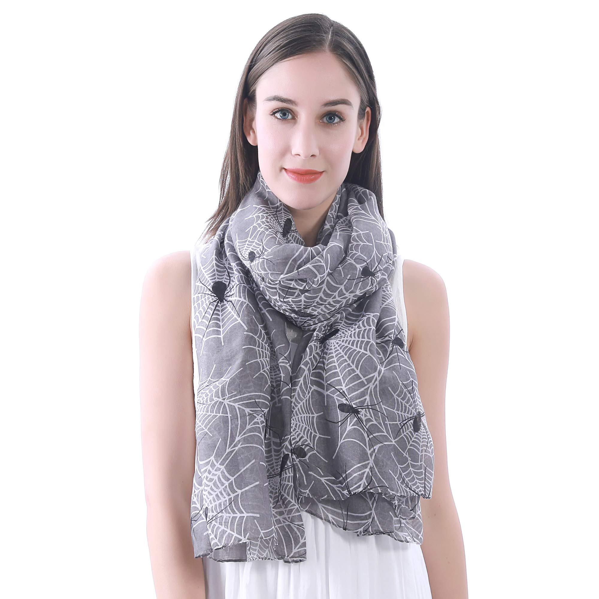 Lina & LilyHalloween Spider and Web Print Women's Scarf Shawl Wrap Lightweight