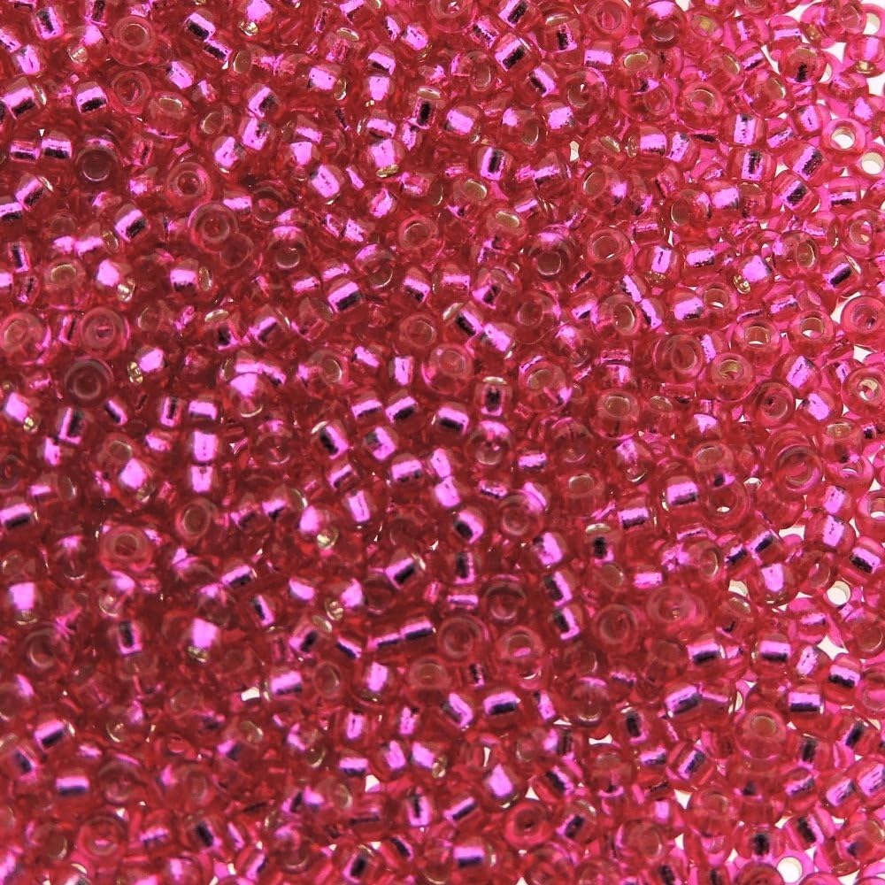 Miyuki Round Rocaille's Seed Beads Size 15/0 8.2g Silver Lined Raspberry