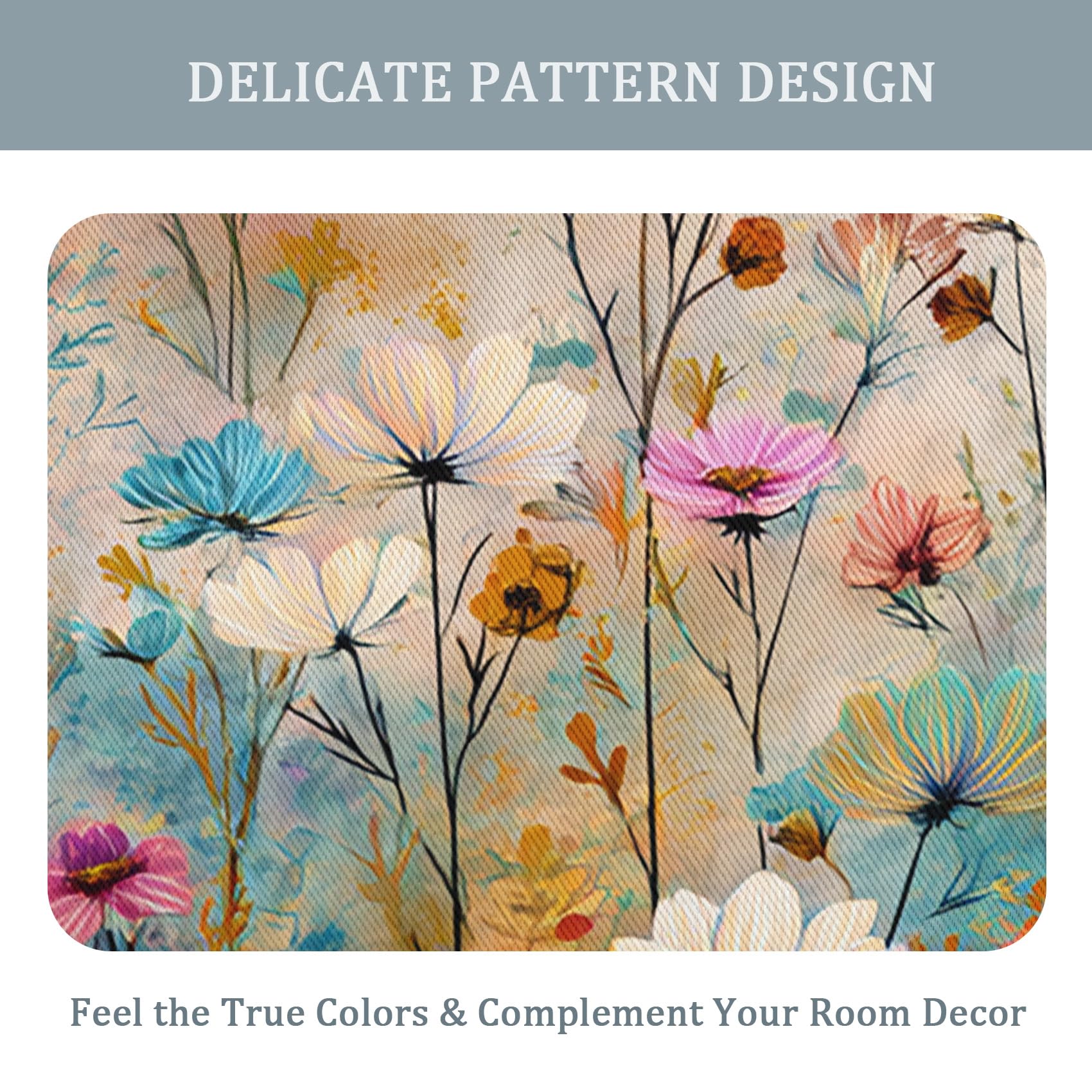 Rideau Fleuri Occultant Motif Abstrait Fleurs Rideaux Chambre Salon Cuisine Fenêtre 110 x 215 cm, Oeillets Rail Rideaux Occultants Thermique