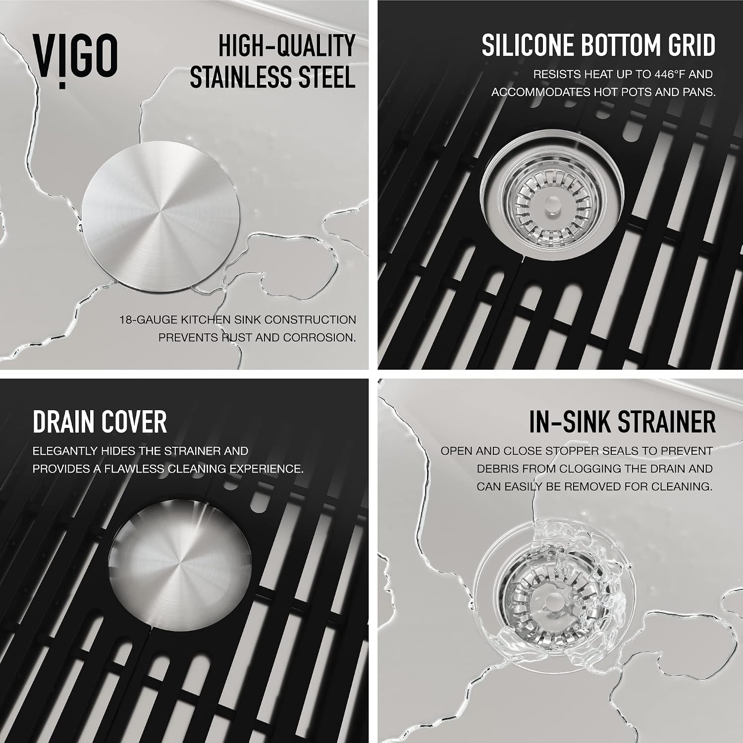 VIGO Mercer 33 inch L x 20 inch W Undermount Stainless Steel Single Bowl Kitchen Bar Sink with Accessories - Kitchen Sink VGR3320CK1