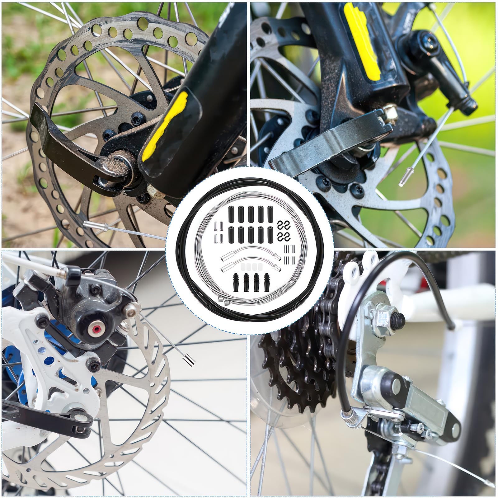 do linki bowdenowej, 2 M linka hamulcowa rowerowa i linka zmiany biegów zestaw, uniwersalna linka hamulcowa i linka zmiany biegów rowerowa do rowerów górskich i wyścigowych, z końcówkami