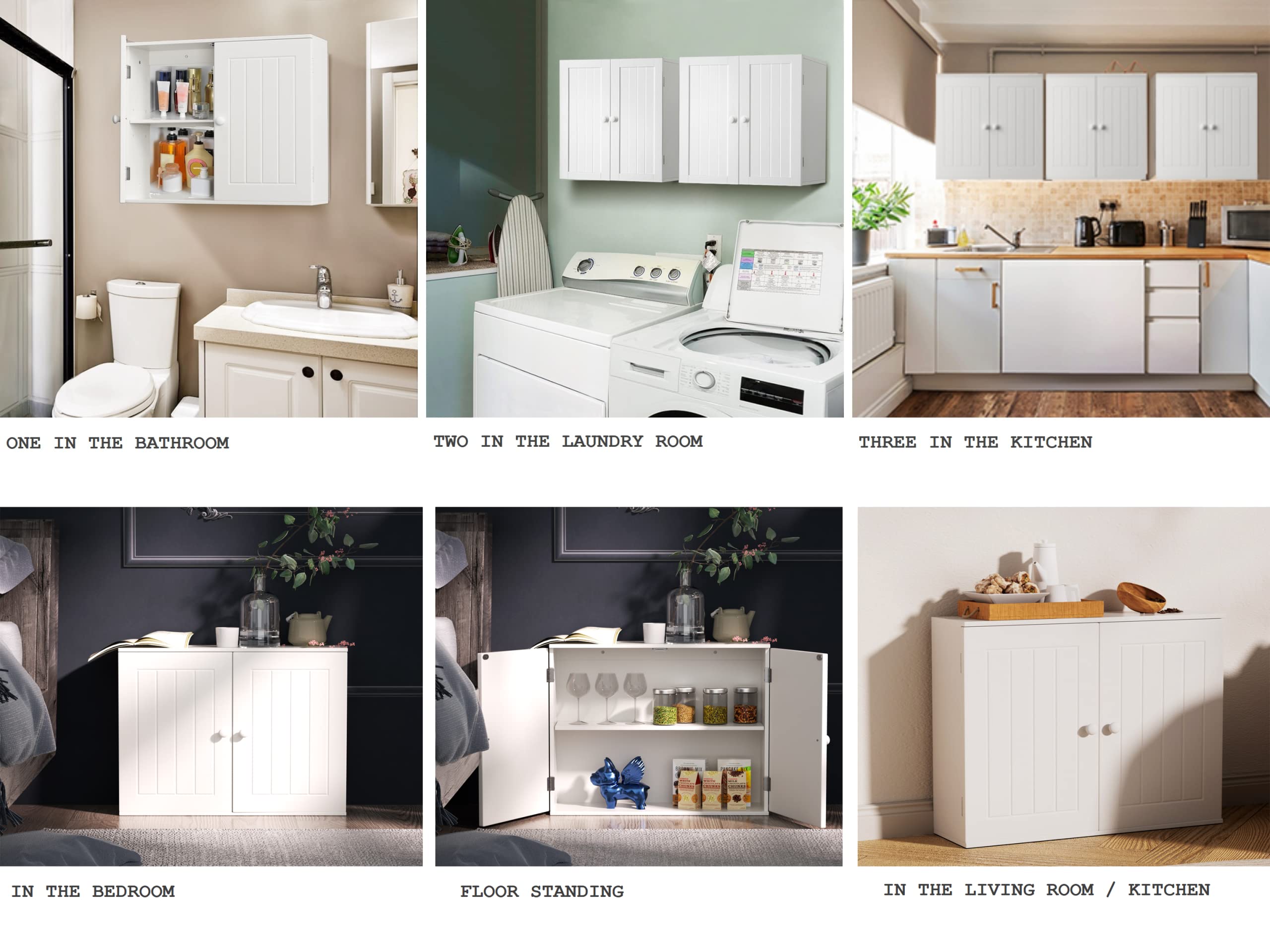 Banas Armadio da Parete Multifunzione 60x15.2x50.3cm, Ripiano regolabile, Bianco, Materiale MDF - Perfetto per Casa e Attività Commerciali