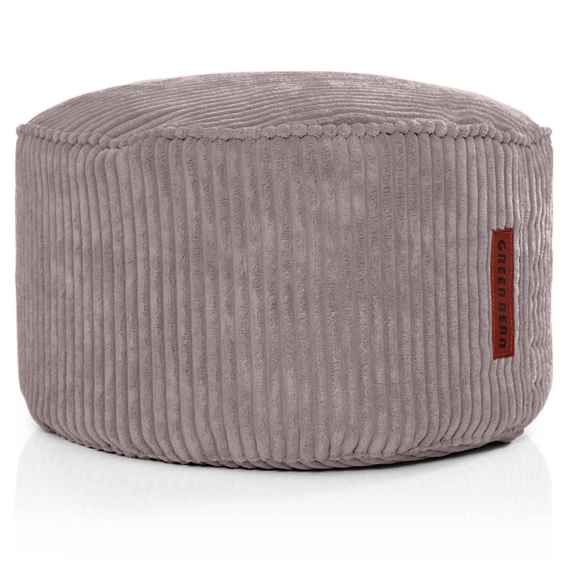 Green Bean© Indoor Pouf 45x25cm EPS-Perles de Remplissage & Tissu Velours côtelé Doux Lavable - Intérieur Coussin de Sol Coussin d'assise Pouf de détente Enfants Adultes Tissu Gris