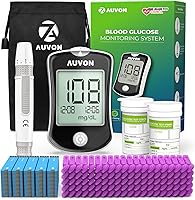AUVON DS-W Blood Glucose Monitor Kit: Accurate No Coding Diabetes Glucometer with 100 Strips, 100 Lancets, Lancing Device