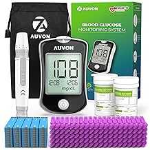 AUVON Blood Glucose Monitor Kit for Accurate Test, Diabetes Testing Kit with 100 Glucometer Strips, 100 30G Lancets and Lancing Devices, DS-W Portable Sugar Test Kit, No Coding