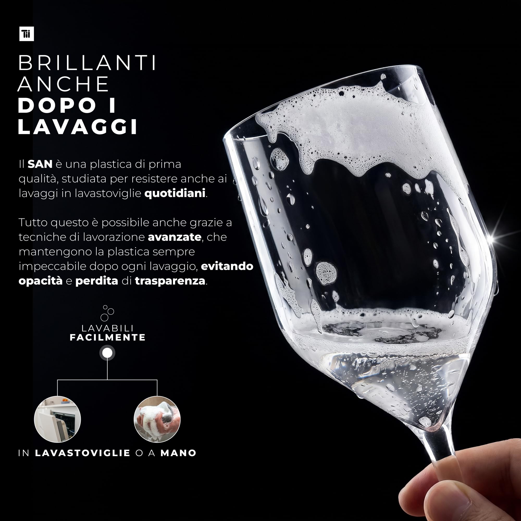TUNDRA - Set 6 Calici Plastica | CROISIERE 25cl. | INFRANGIBILI, in SAN (Plastica Rigida), Riutilizzabili e Lavabili in lavastoviglie, per VINO, ACQUA, COCKTAIL, Flute CHAMPAGNE, (Trasparente)