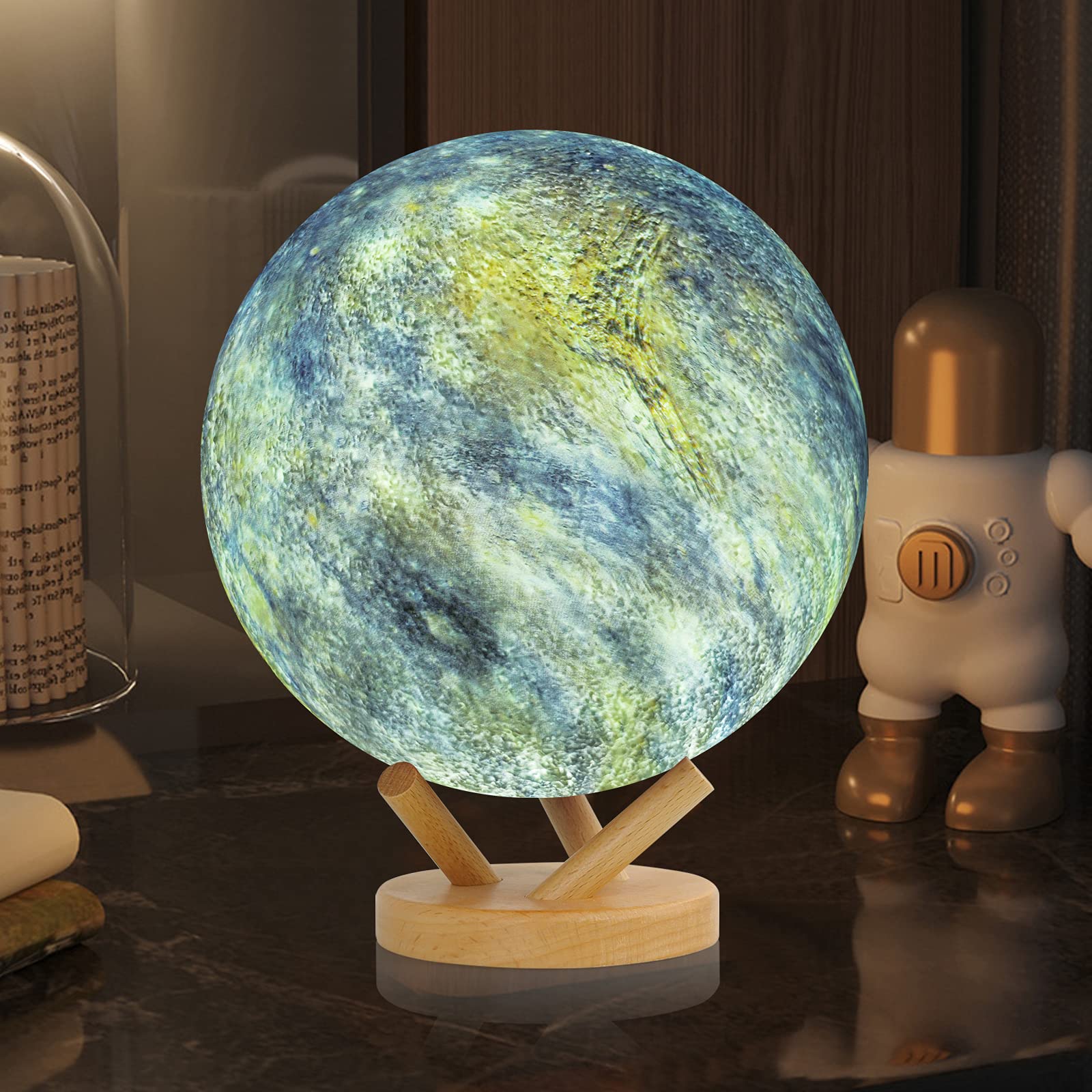 Moon Lamp, Sliding Control Moon Night Light 18 Colors LED 3D Print Moon Light with Cool Stand, Timing/Remote Control USB Rechargeable 7.0 inch Moon Light Gifts for Kids Friends Lover Birthday